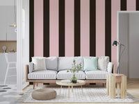 Mocha and Blush Striped Pattern Wallpaper⁠