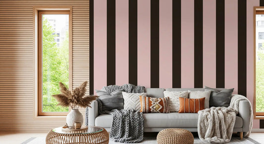 Mocha and Blush Striped Pattern Wallpaper⁠