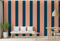 Minimalist Peach and Petrol Stripes Wallpaper⁠