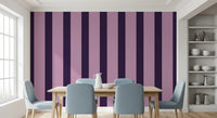 Deep Plum and Soft Lilac Vertical Stripes Wallpaper⁠