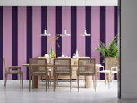 Deep Plum and Soft Lilac Vertical Stripes Wallpaper⁠