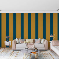 Teal and Ochre Stripe Pattern Wallpaper⁠