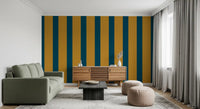 Teal and Ochre Stripe Pattern Wallpaper⁠