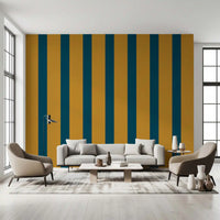 Teal and Ochre Stripe Pattern Wallpaper⁠