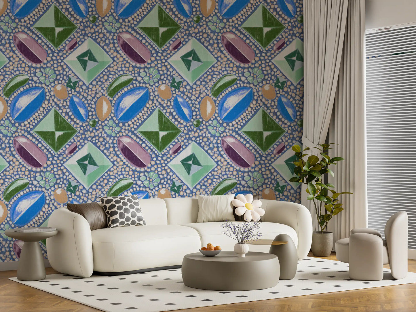 Royal Gemstones Blue Pastel Wallpaper⁠