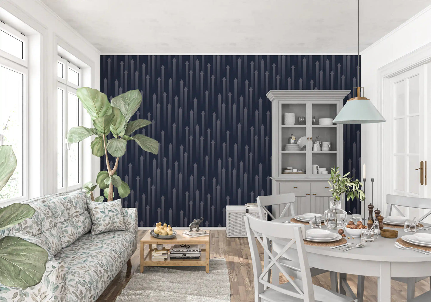 Ascending Arrow Geometric Motif Wallpaper⁠
