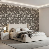 Monochrome Liquid Marble Swirl Wallpaper⁠