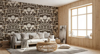 Cream and Mocha Botanical Trellis Wallpaper⁠