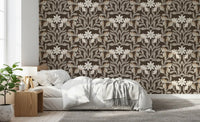 Cream and Mocha Botanical Trellis Wallpaper⁠