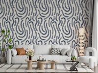 Indigo Fluid Lines Wallpaper⁠