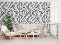 Indigo Fluid Lines Wallpaper⁠