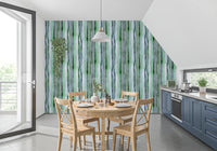Verdant Watercolor Vertical Stripes Wallpaper⁠