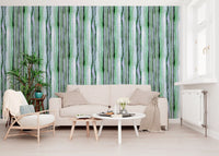 Verdant Watercolor Vertical Stripes Wallpaper⁠