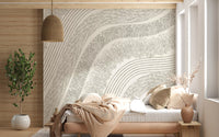 Minimalist Flowing Line Etching Wall Mural