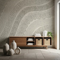 Minimalist Flowing Line Etching Wall Mural