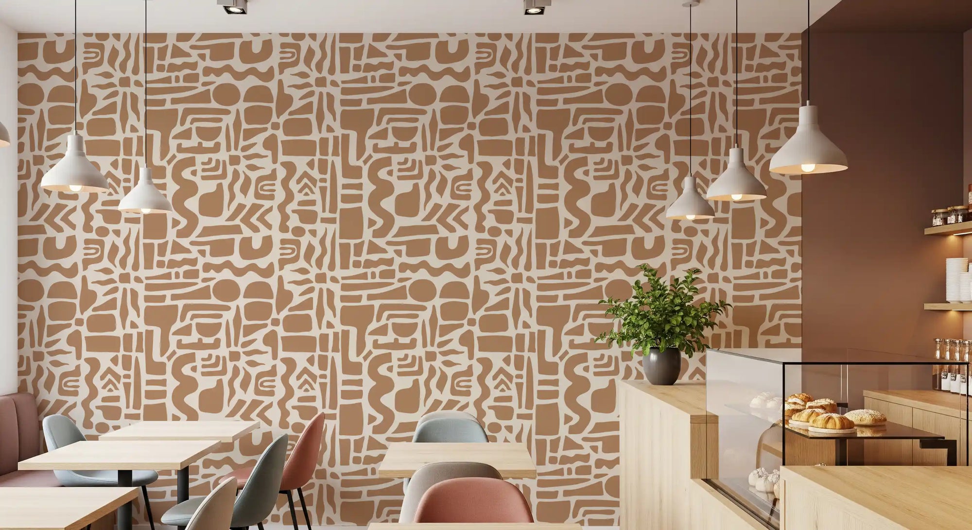 Abstract Earth Toned Shapes Wallpaper⁠