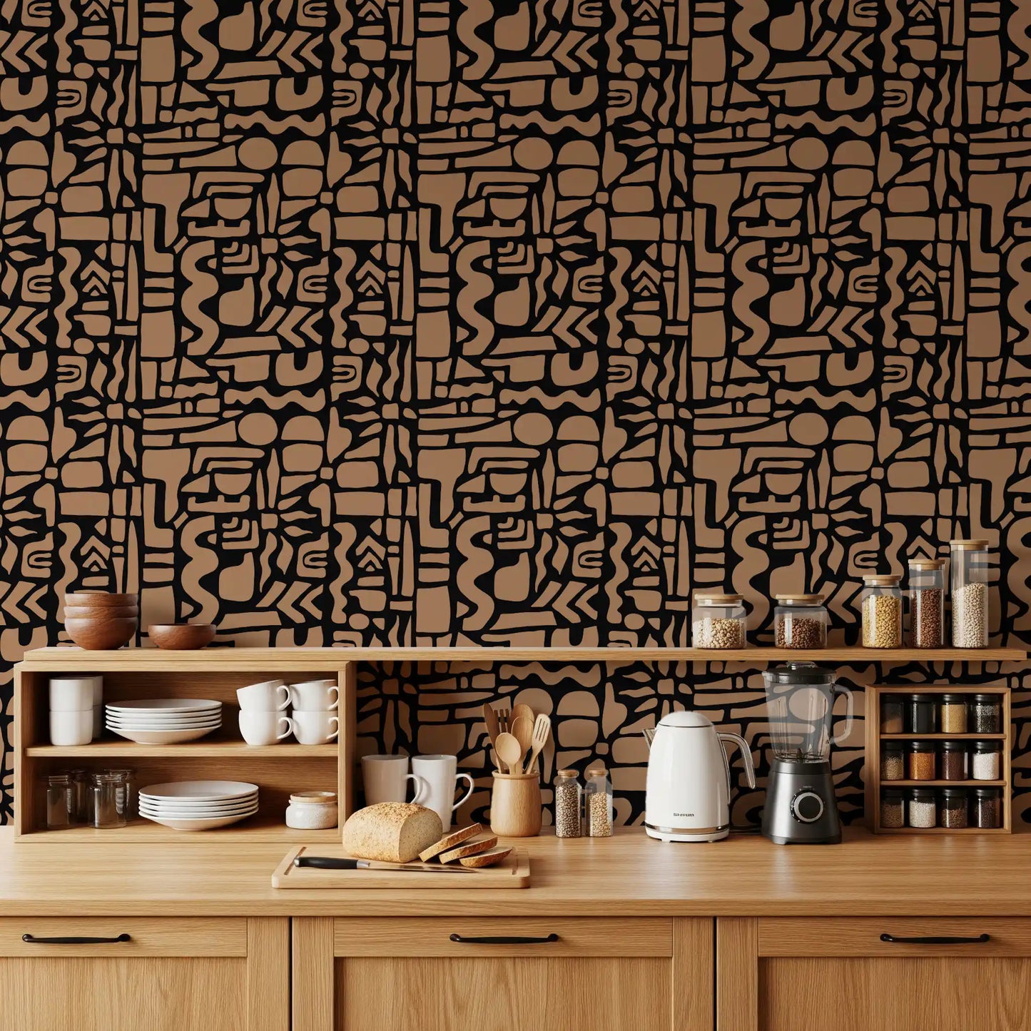 Abstract Earth Toned Geometric Shapes Wallpaper⁠