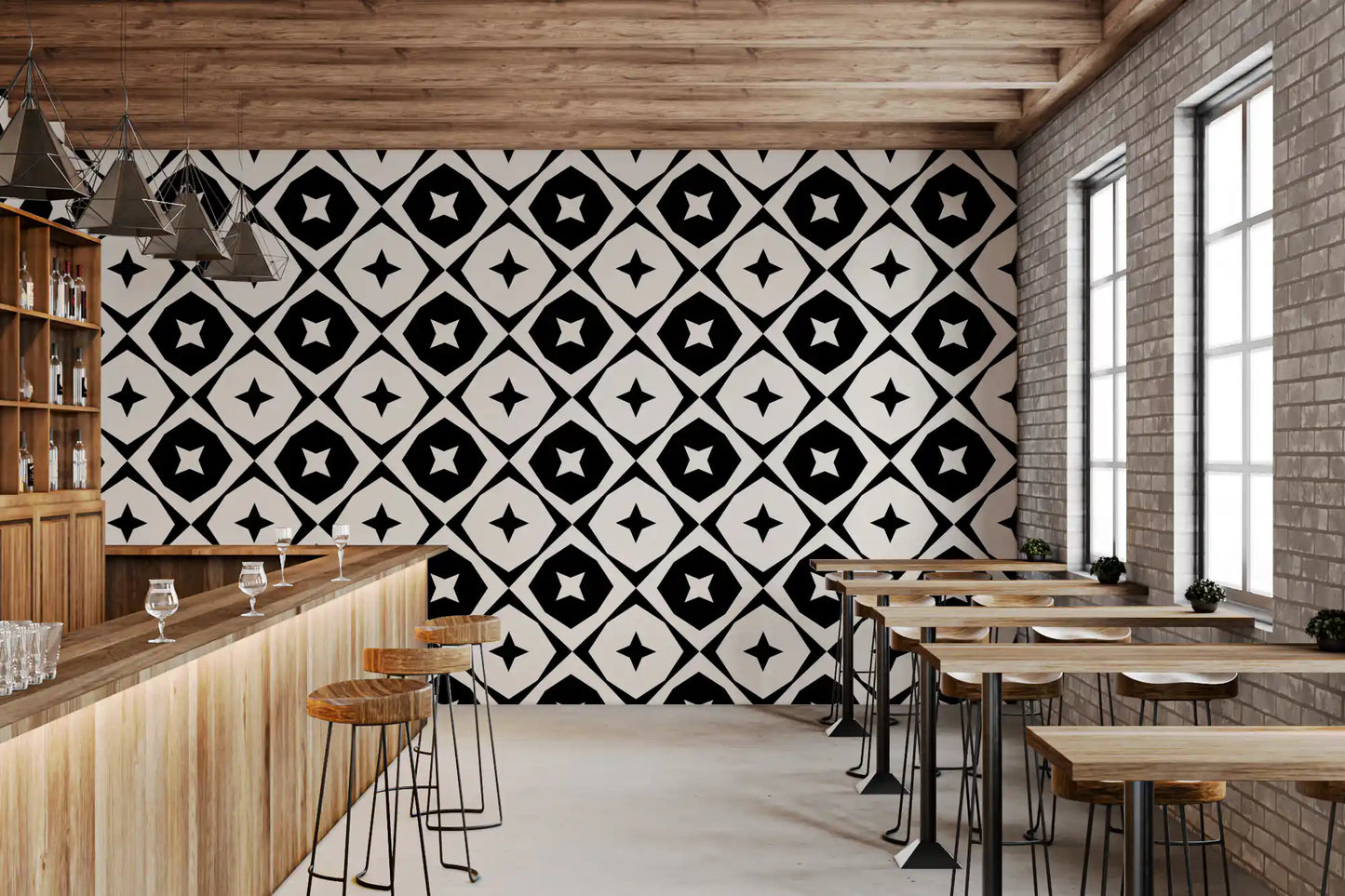 Monochrome Star Lattice Wallpaper⁠