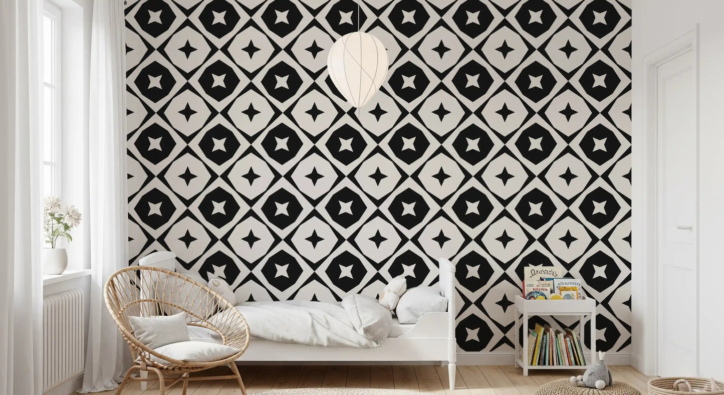 Monochrome Star Lattice Wallpaper⁠