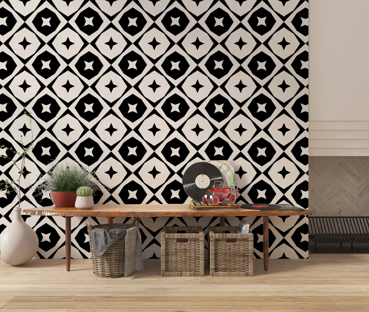 Monochrome Star Lattice Wallpaper⁠