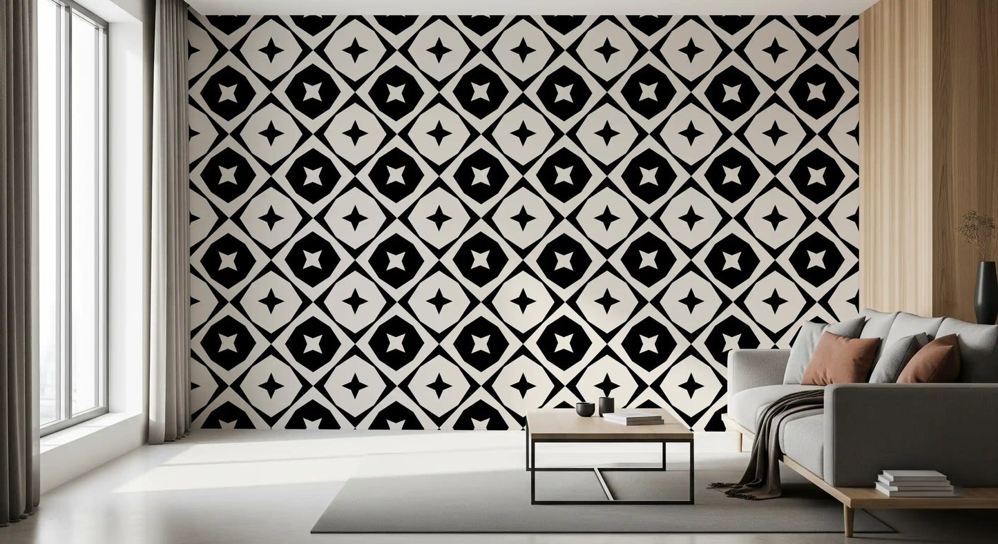 Monochrome Star Lattice Wallpaper⁠