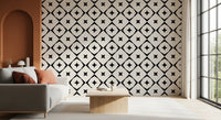 Monochrome Geometric Star Grid Wallpaper⁠