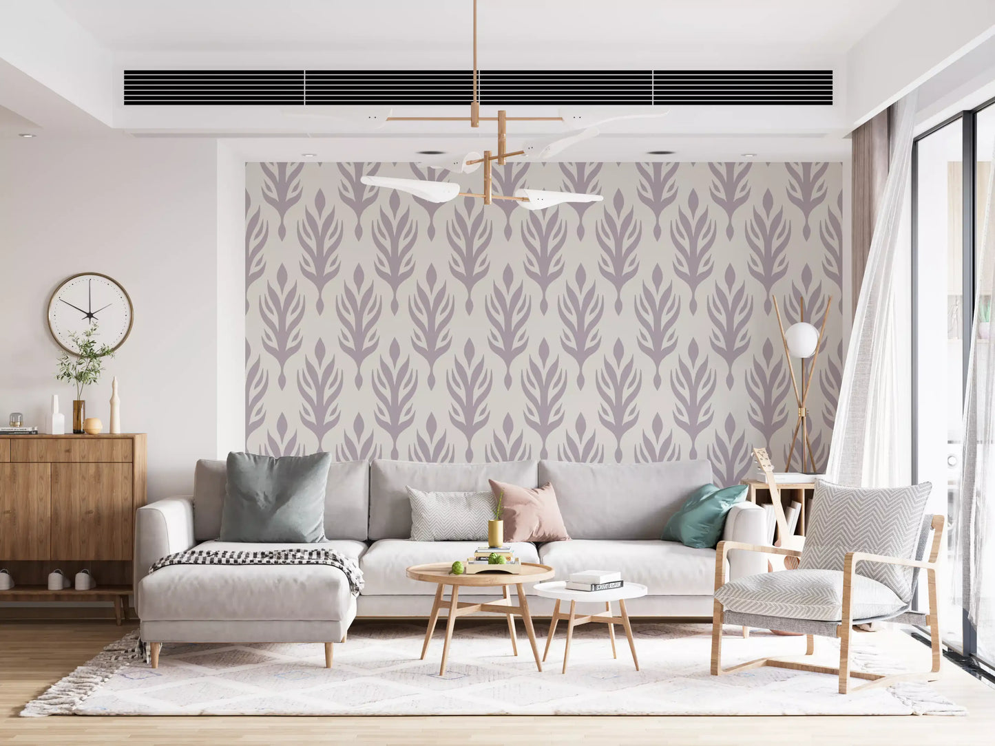 Soft Lavender Botanical Symmetry Wallpaper⁠