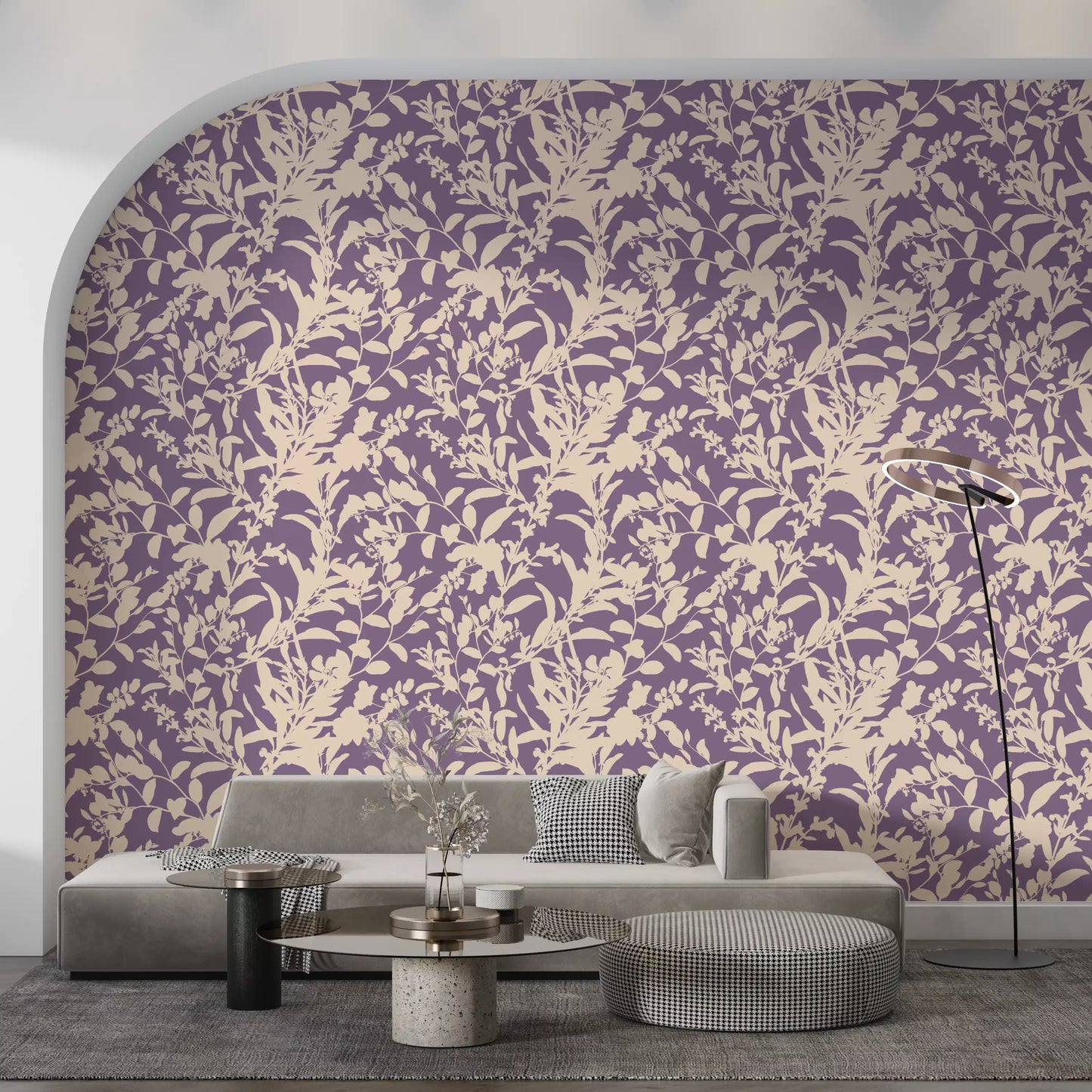 Cream Botanical Silhouette Wallpaper⁠