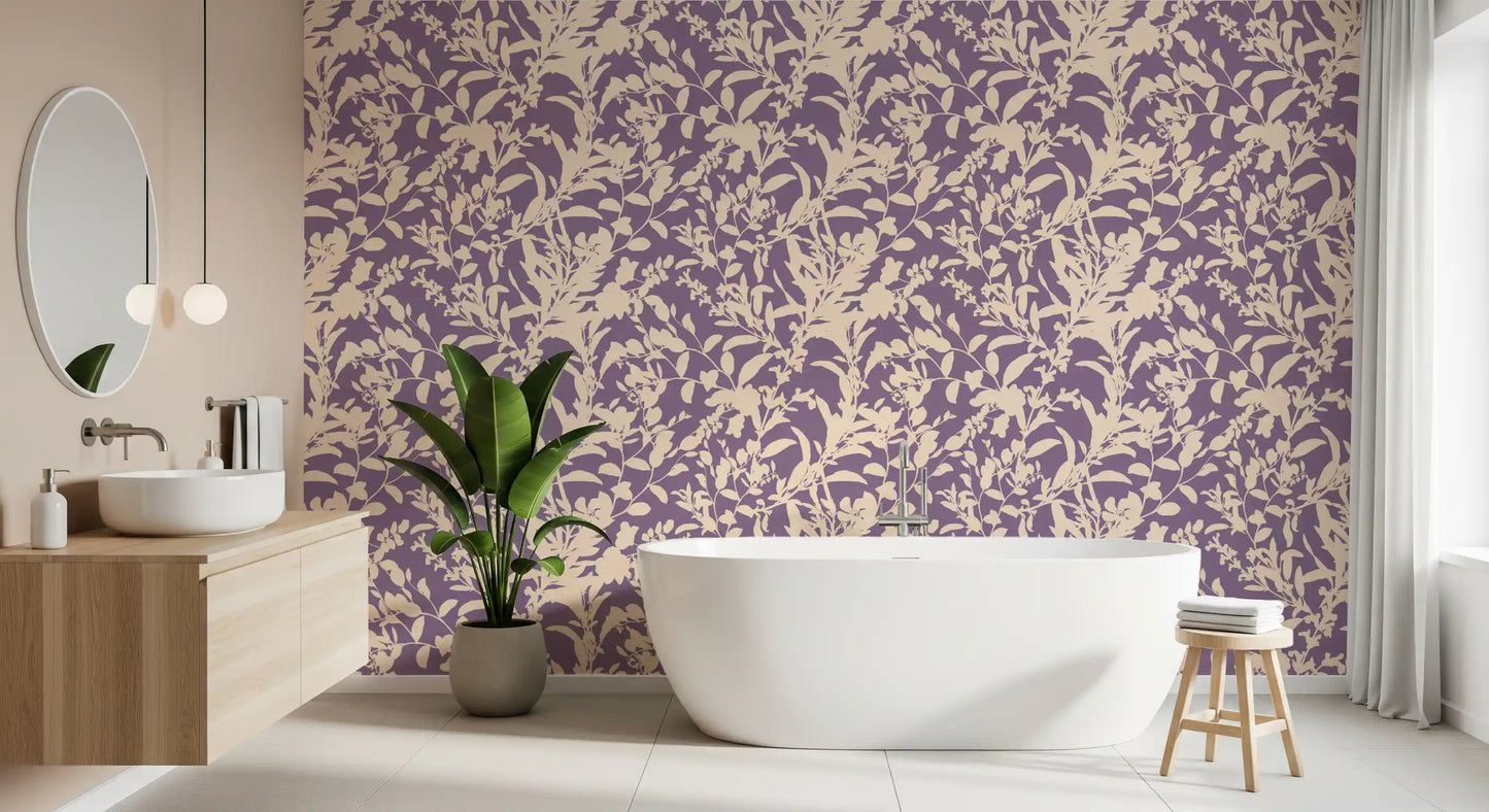 Cream Botanical Silhouette Wallpaper⁠