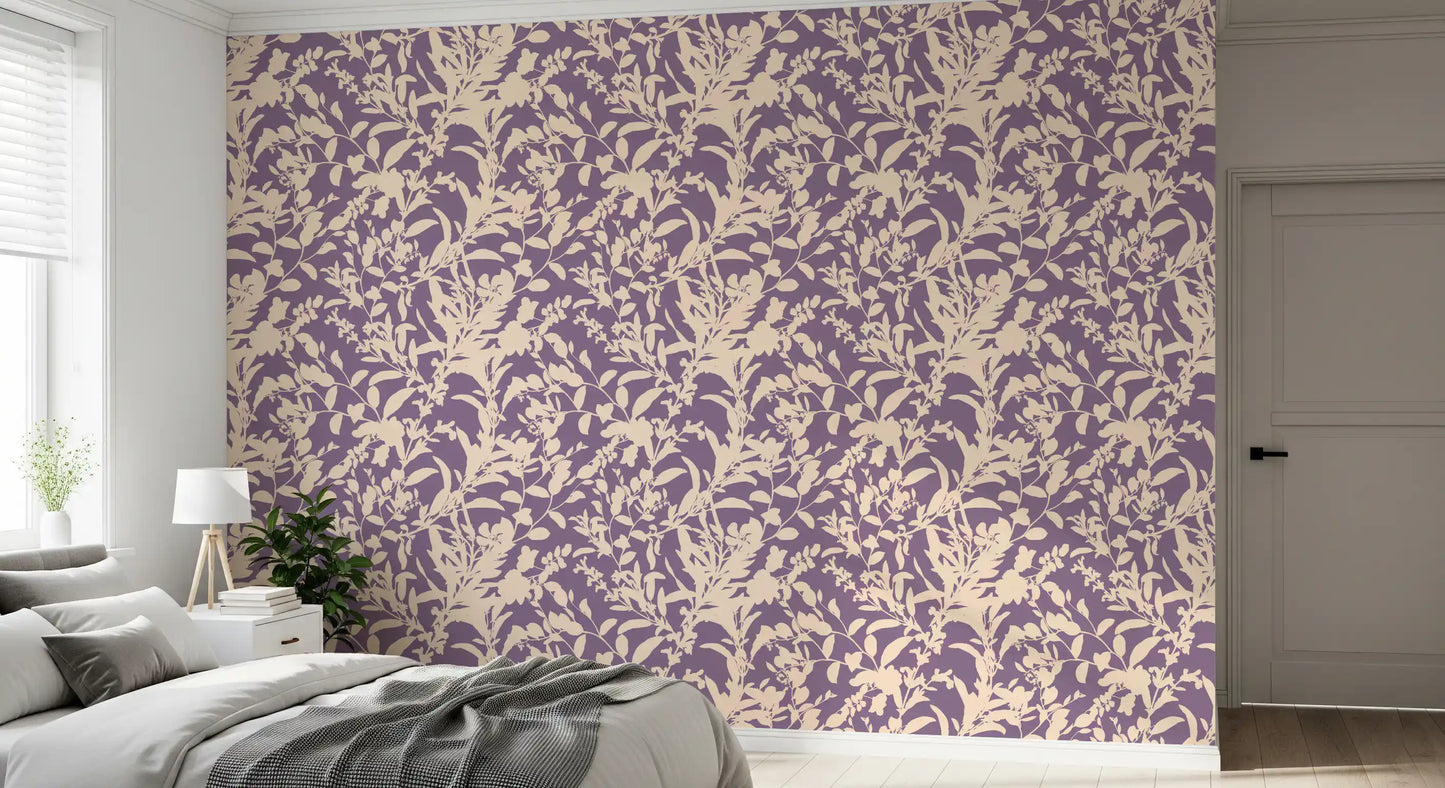 Cream Botanical Silhouette Wallpaper⁠