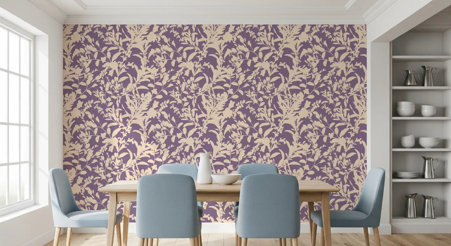 Cream Botanical Silhouette Wallpaper⁠