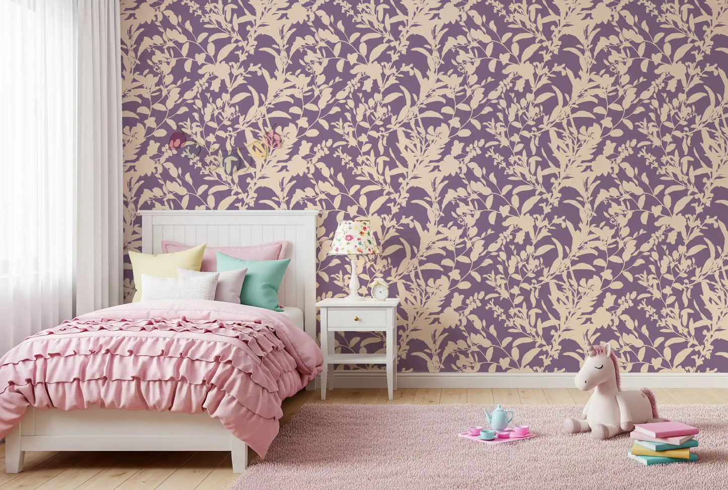 Cream Botanical Silhouette Wallpaper⁠