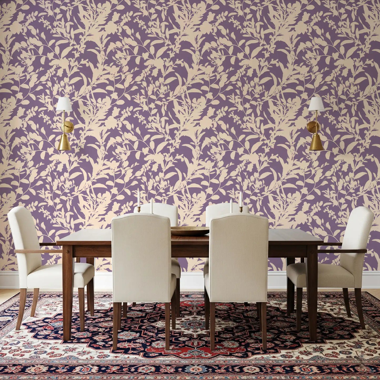 Cream Botanical Silhouette Wallpaper⁠