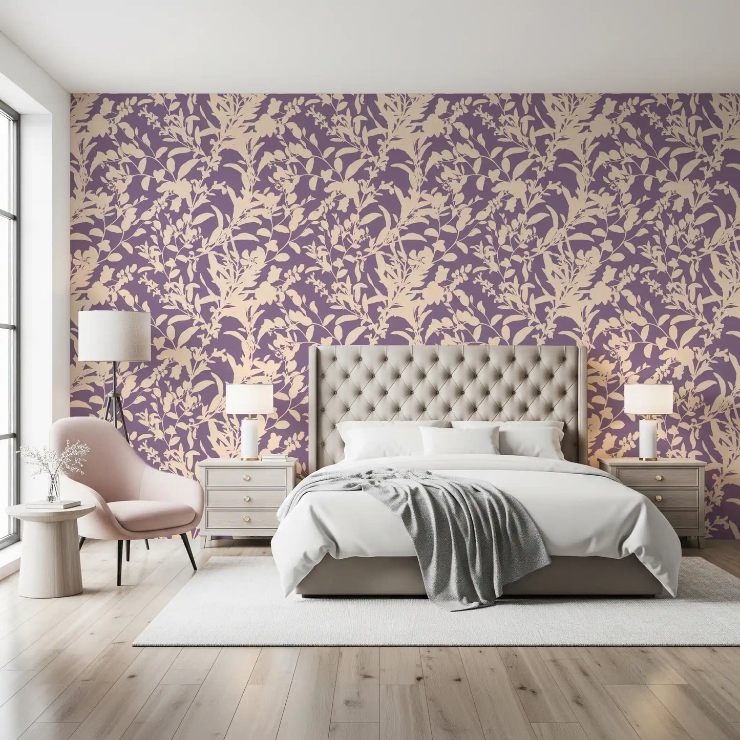 Cream Botanical Silhouette Wallpaper⁠