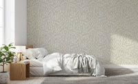 Serene Cream Botanical Leaves Wallpaper⁠