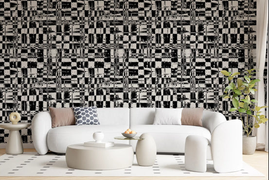 Abstract Ink Grid Mural Wallpaper⁠