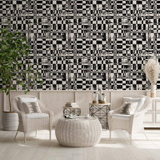 Abstract Ink Grid Mural Wallpaper⁠