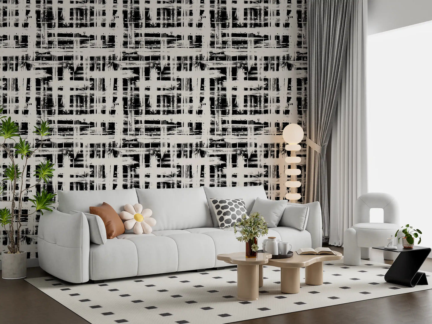 Monochrome Crosshatch Texture Wallpaper⁠