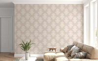 Creamy Damask Scroll Pattern Wallpaper⁠