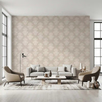 Creamy Damask Scroll Pattern Wallpaper⁠