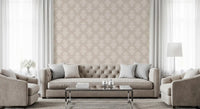 Creamy Damask Scroll Pattern Wallpaper⁠