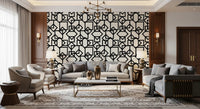 Interlocking Geometric Linear Monotone Wallpaper⁠