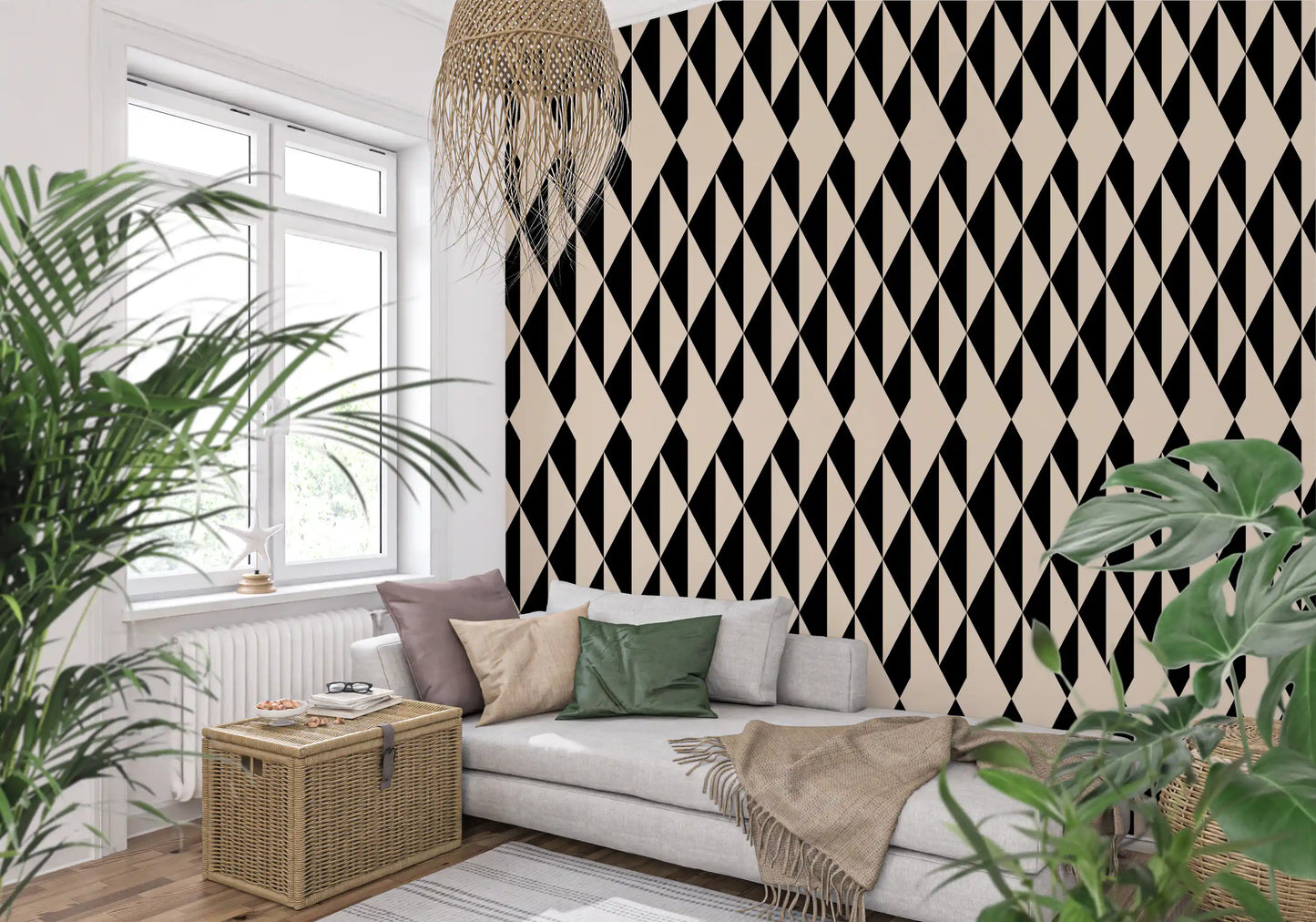 Monochrome Geometric Diamonds Wallpaper⁠