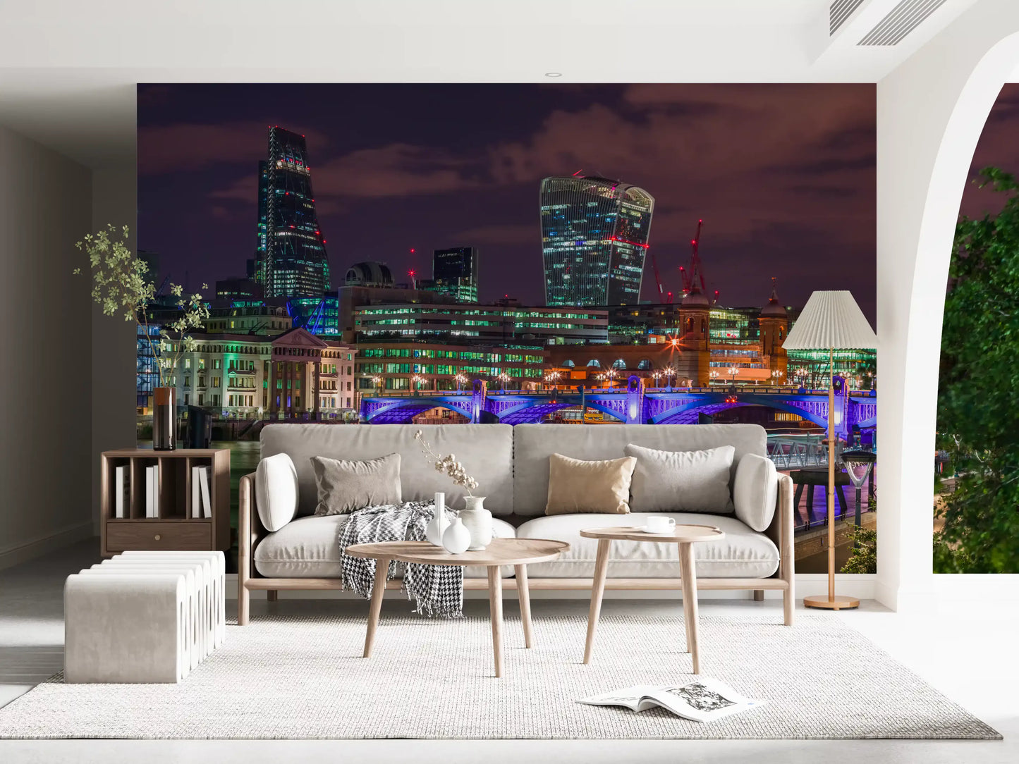 Thames River Urban Night Wall Mural