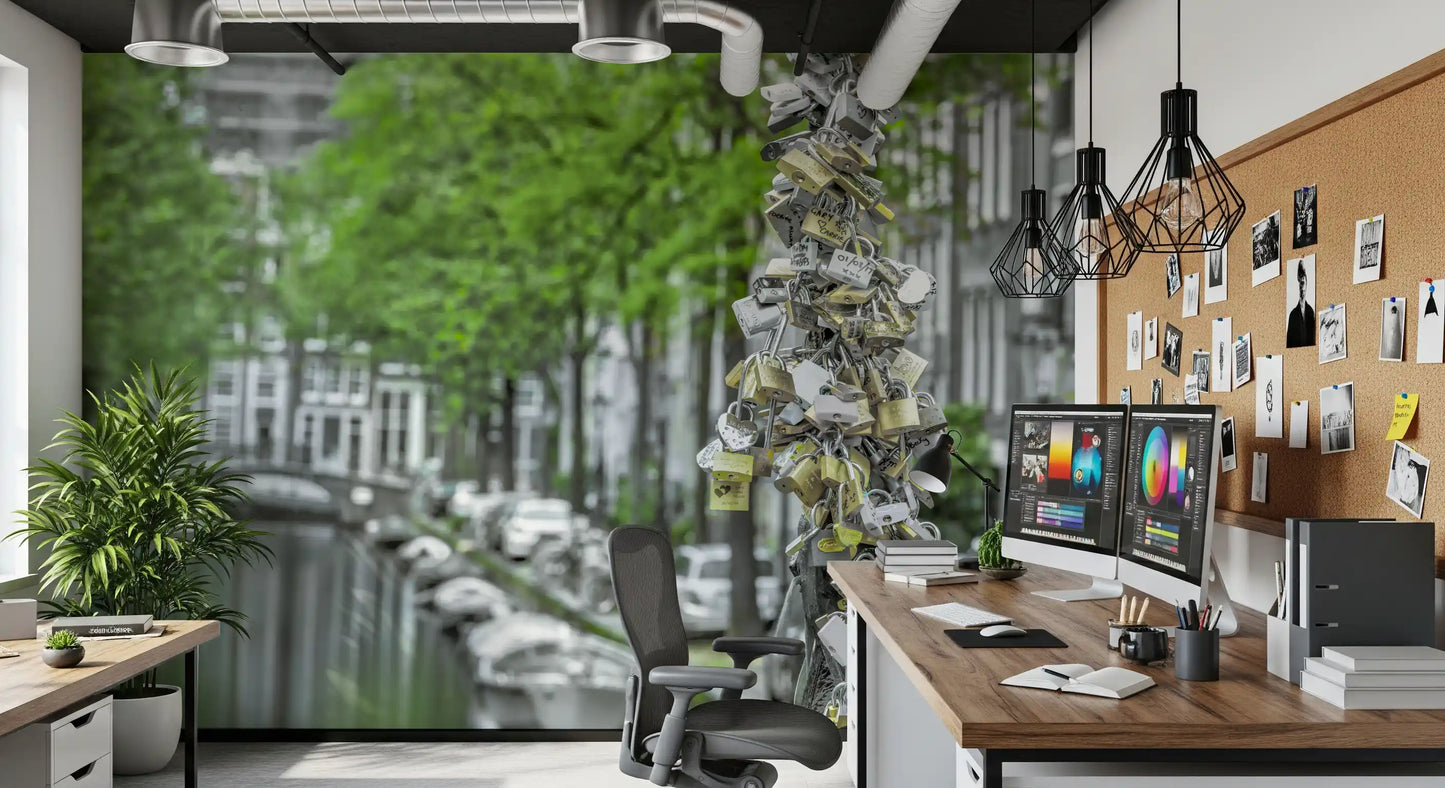 Romantic Bridge Padlocks Wall Mural