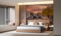 Somber Stone Chapel Graveyard Vista Wall Mural