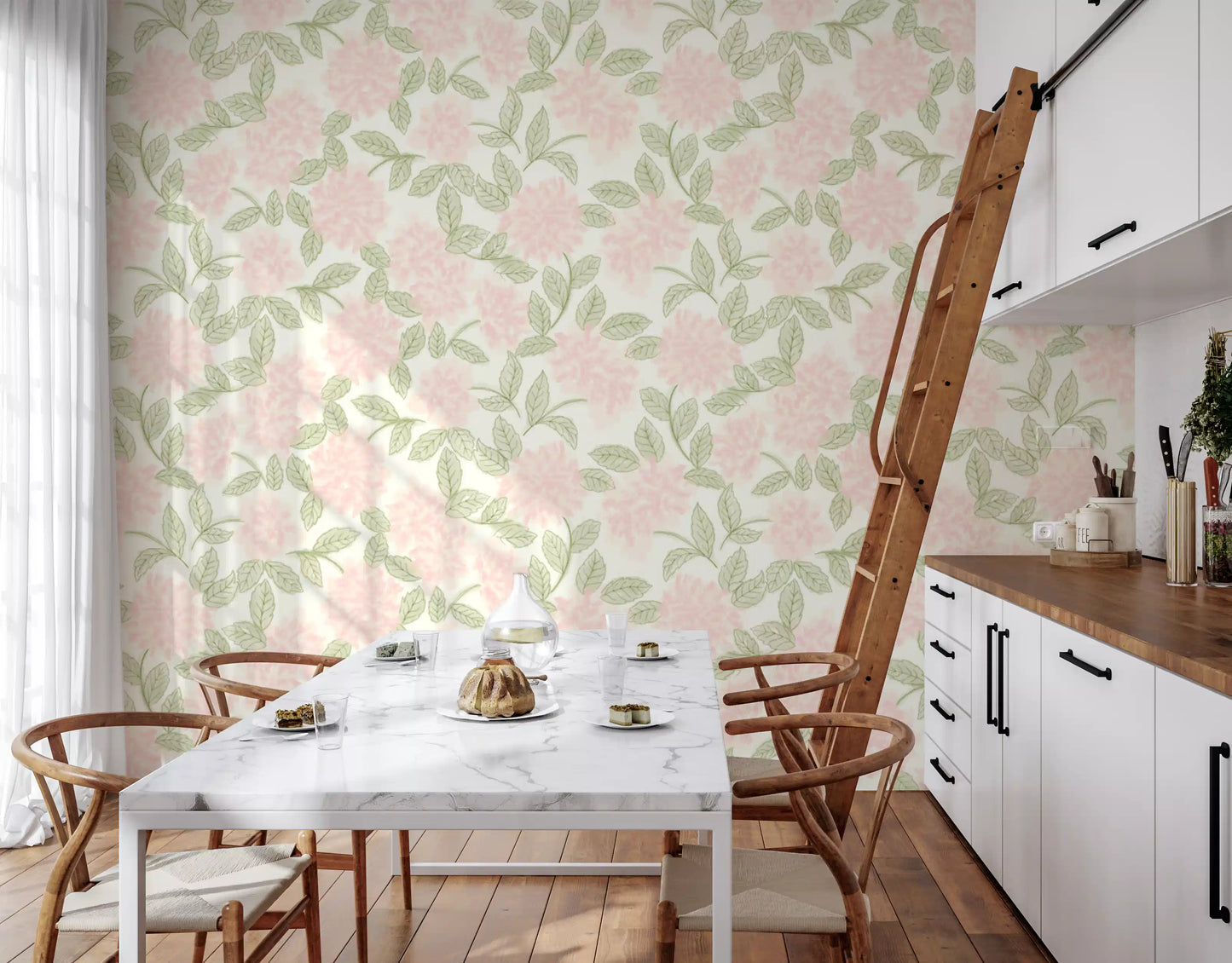Blush Bloom Botanical Sketch Wallpaper⁠