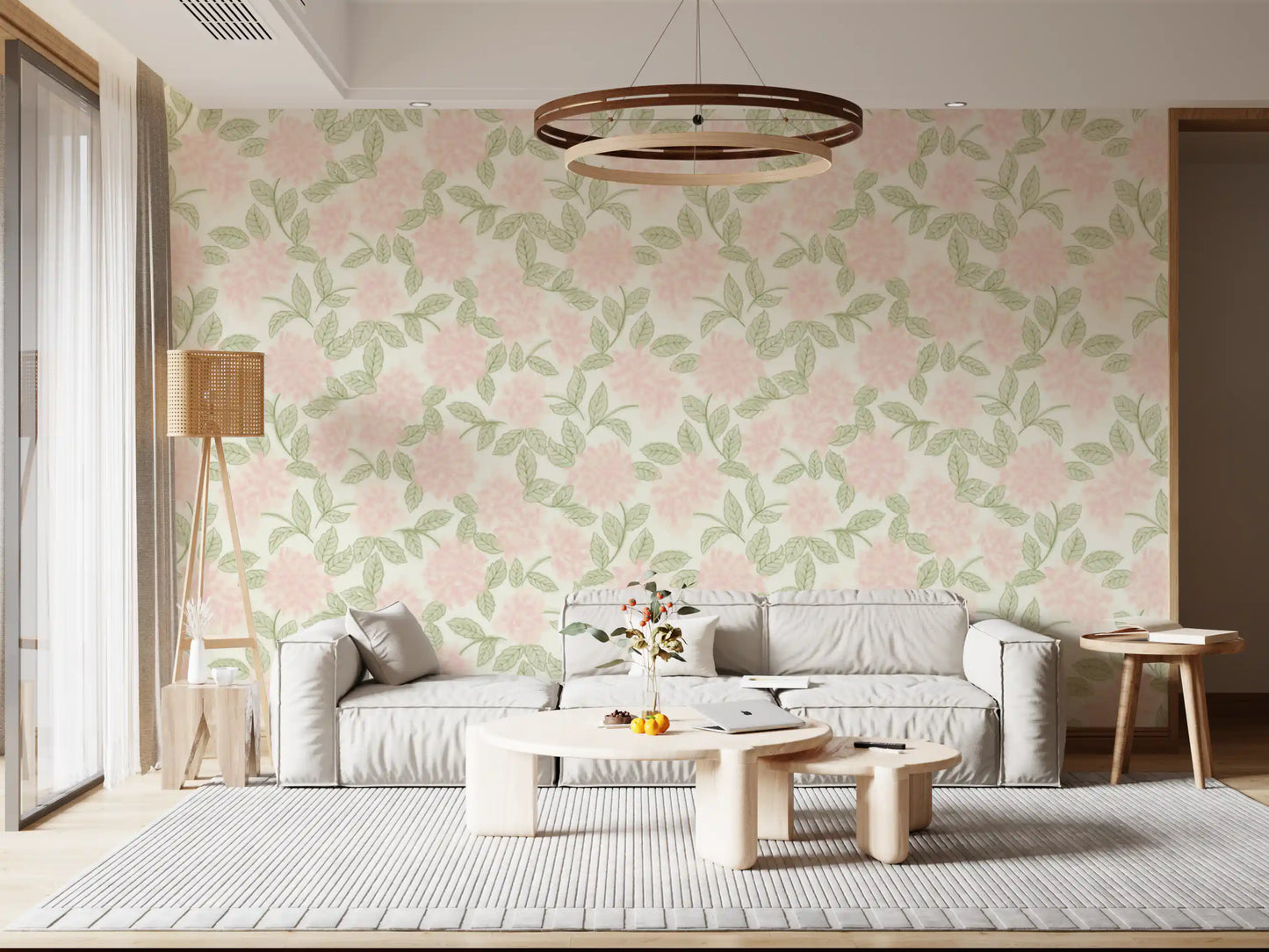 Blush Bloom Botanical Sketch Wallpaper⁠