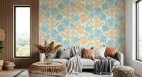 Watercolor Azure and Peach Blossoms Wallpaper⁠
