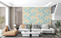 Watercolor Azure and Peach Blossoms Wallpaper⁠